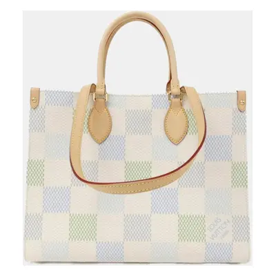 Louis Vuitton Blue, Green & Neutrals Coated Canvas Damierlicious OnTheGo MM Top Handle Bag