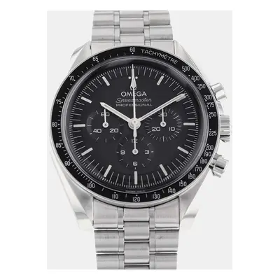 Omega Black Stainless Steel Speedmaster Professional Moonwatch 310.30.42.50.01.001 Manual Windin