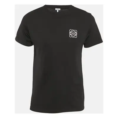 Loewe Black Anagram Embroidered Cotton Crew Neck T-Shirt