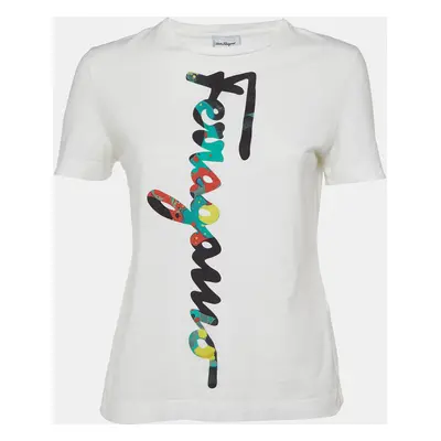 Salvatore Ferragamo White Logo Cotton Crewneck T-Shirt