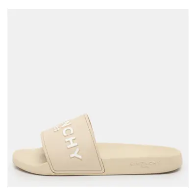 Givenchy Cream Rubber Logo Slide Sandals Size