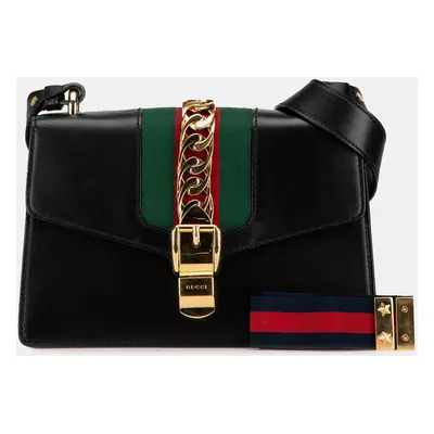 Gucci Black Small Leather Sylvie Satchel