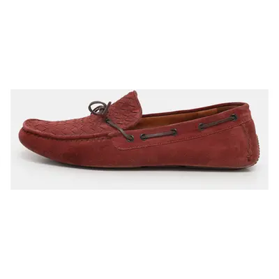 Bottega Veneta Light Maroon Suede Intrecciato Loafers Size