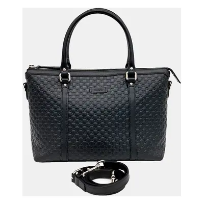 Gucci Black Leather Micro Cima Line Tote and Shoulder Bag