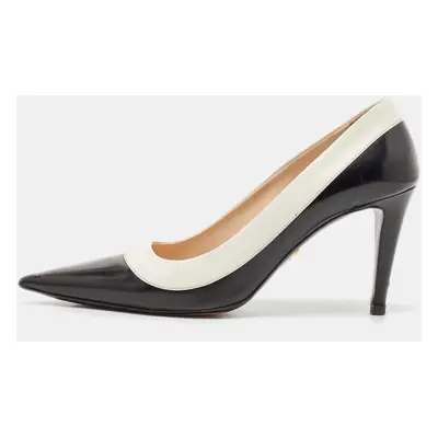 Prada Black/White Leather Pointed Toe Pumps Size