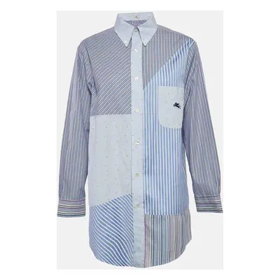 Etro Blue Patch Work Cotton Loose Fit Shirt