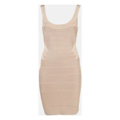 Herve Leger Bare Pink Bandage Knit Sleeveless Mini Dress