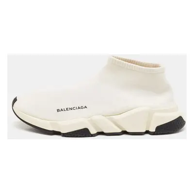 Balenciaga Off white Knit Fabric Speed Trainer Sneakers Size