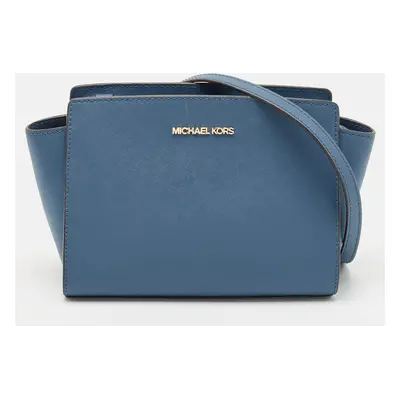 Michael Kors Blue Leather Selma Crossbody Bag