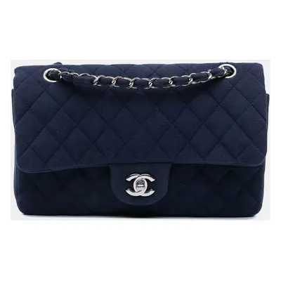 Chanel Blue Medium Classic Jersey Double Flap