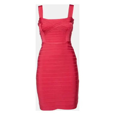 Herve Leger Fuchsia Pink Bandage Jersey Sleeveless Bambi Dress