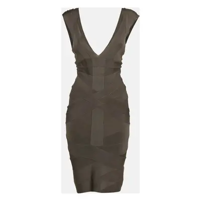 Herve Leger Grey Bandage Knit Mini Lane Dress