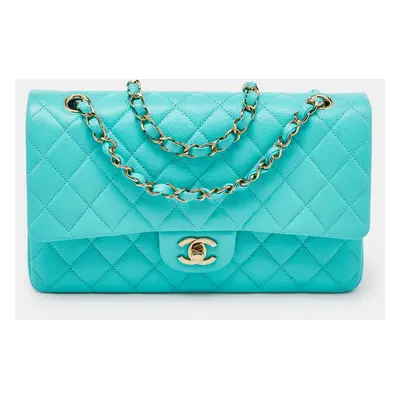 Chanel Green Caviar Quilted Leather Classic Double Flap Bag