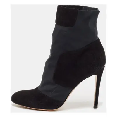 Gianvito Rossi Black Nylon and Suede Ankle Length Boots Size