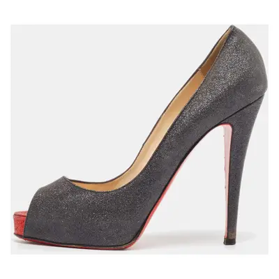 Christian Louboutin Black Glitter Very Prive Pumps Size