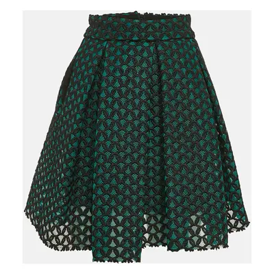 Maje Green Embroidered Tulle Pleated Mini Skirt