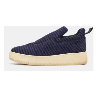 Celine Navy Blue/Black Canvas Platform Slip On Sneakers Size