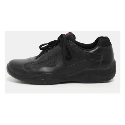 Prada Sport Black Leather and Mesh Low Top Sneakers Size