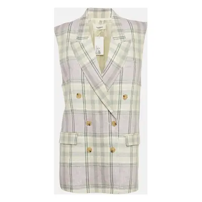 Isabel Marant Etoile Lavender/Cream Checked Line Sleeveless Jacket