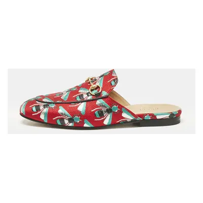 Gucci Multicolor Canvas Bee Embroidered Princetown Mules Size