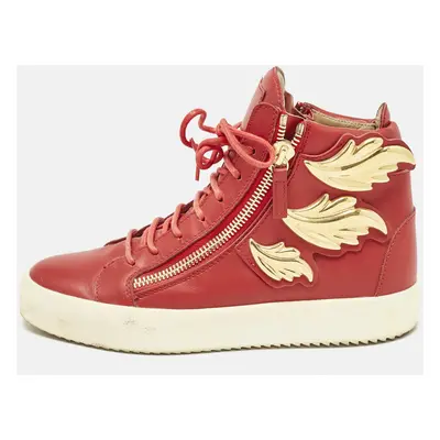 Giuseppe Zanotti Red Leather Coby High Top Sneakers Size