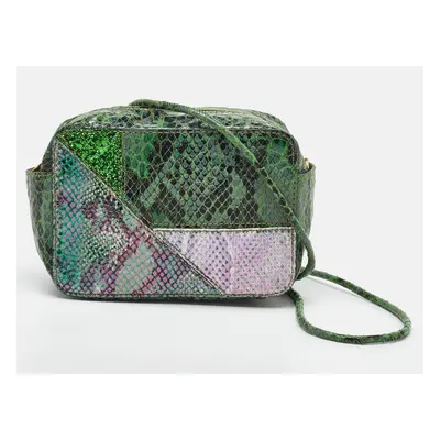 Stella McCartney Green Lizard and Python Embossed Leather Waverly Small Crossbody Bag