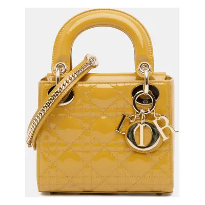 Dior Yellow Mini Patent Cannage Lady Dior