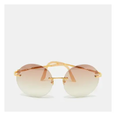 Cartier Gold Tone/Orange Gradient Round Sunglasses