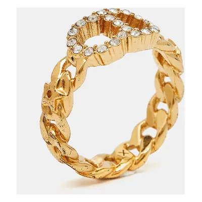 Dior CD Crystals Gold Tone Ring Size