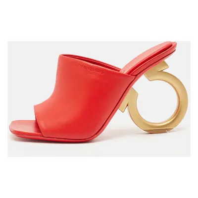 Salvatore Ferragamo Red Leather Astro Slide Sandals Size 36.5