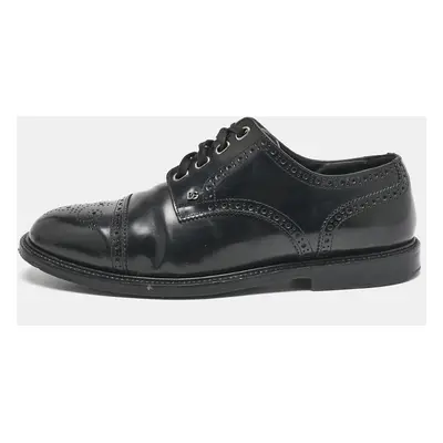 Dolce & Gabbana Black Brogue Leather Michelangelo Lace Up Derby Size 42.5