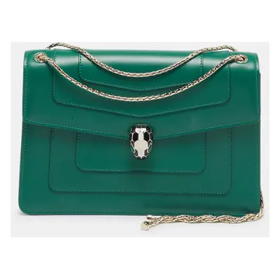 Bvlgari Green Leather Serpenti Forever Shoulder Bag