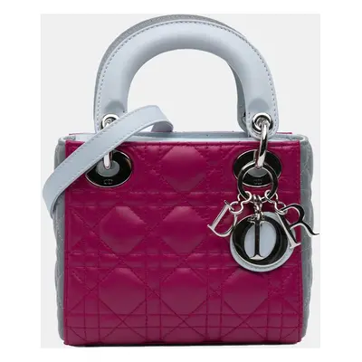 Dior Pink Mini Tricolor Lambskin Cannage Lady Dior