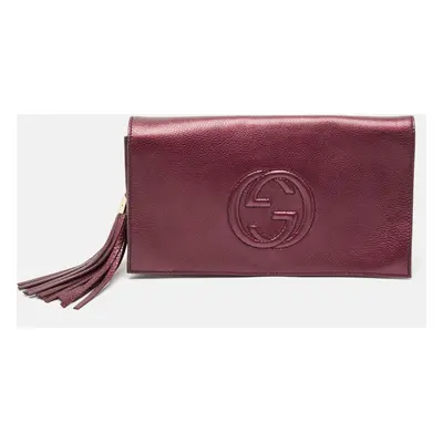 Gucci Metallic Purple Leather Soho Disco Clutch