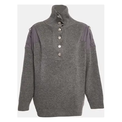 Stella McCartney Grey Wool High Neck Patch Detail Jumper