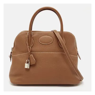 Hermès Gold Taurillon Clemence Leather Bolide Bag