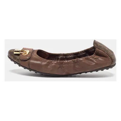 Louis Vuitton Brown Nubuck and Monogram Canvas Lucky Ballet Flats Size