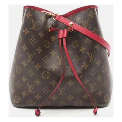 Louis Vuitton Neonoe Monogram Freesia Shoulder Bag Coated Canvas Leather Brown Pink