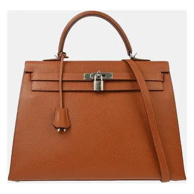 Hermes Noisette Vache Liegee Kelly Sellier Handbag