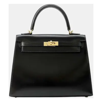 Hermes Black Box Calf Leather Kelly Tote Bag