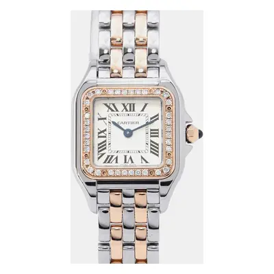 Cartier Silver 18k Rose Gold Stainless Steel Panthere De Cartier Quartz Women's Wristwatch mm