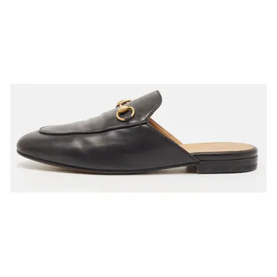 Gucci Black Leather Princetown Horsebit Flat Mules Size