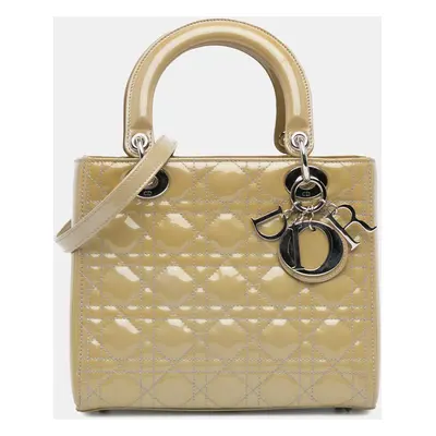 Dior Beige Medium Patent Cannage Lady Dior