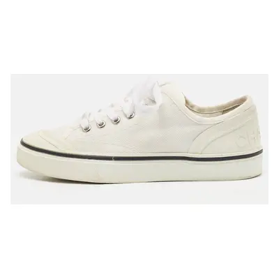 Chanel White Canvas and Rubber Low Top Sneakers Size