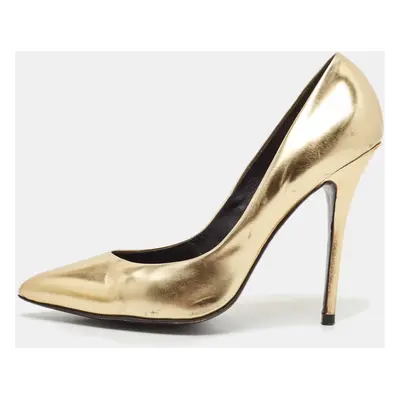 Giuseppe Zanotti Gold Leather Pointed Toe Pumps Size