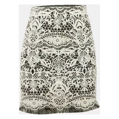 Maje White Lace Fringed Mini Skirt