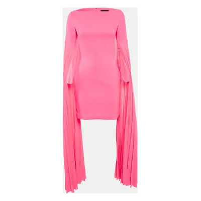 Solace London Pink Crepe Peyton Pleated Sleeve Mini Dress