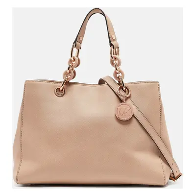 Michael Kors Beige Saffiano Leather Medium Cynthia Tote