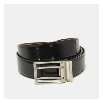 Salvatore Ferragamo Black/Brown Leather Cut to Size Buckle Belt