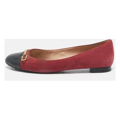 Tod's Red/Black Patent Leather and Suede Ballet Flats Size 39.5